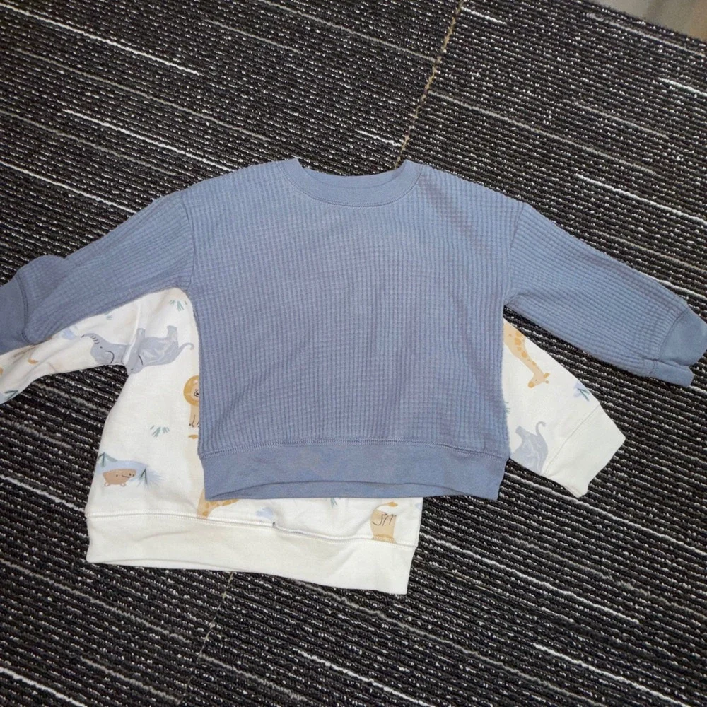 Carter's 4pc Outfit Set 9M NWT Safari Animal Print Blue Waffle Knit Pants